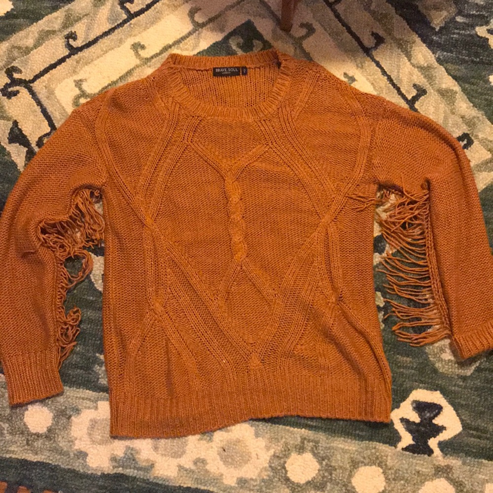 Burnt orange fringe sweater